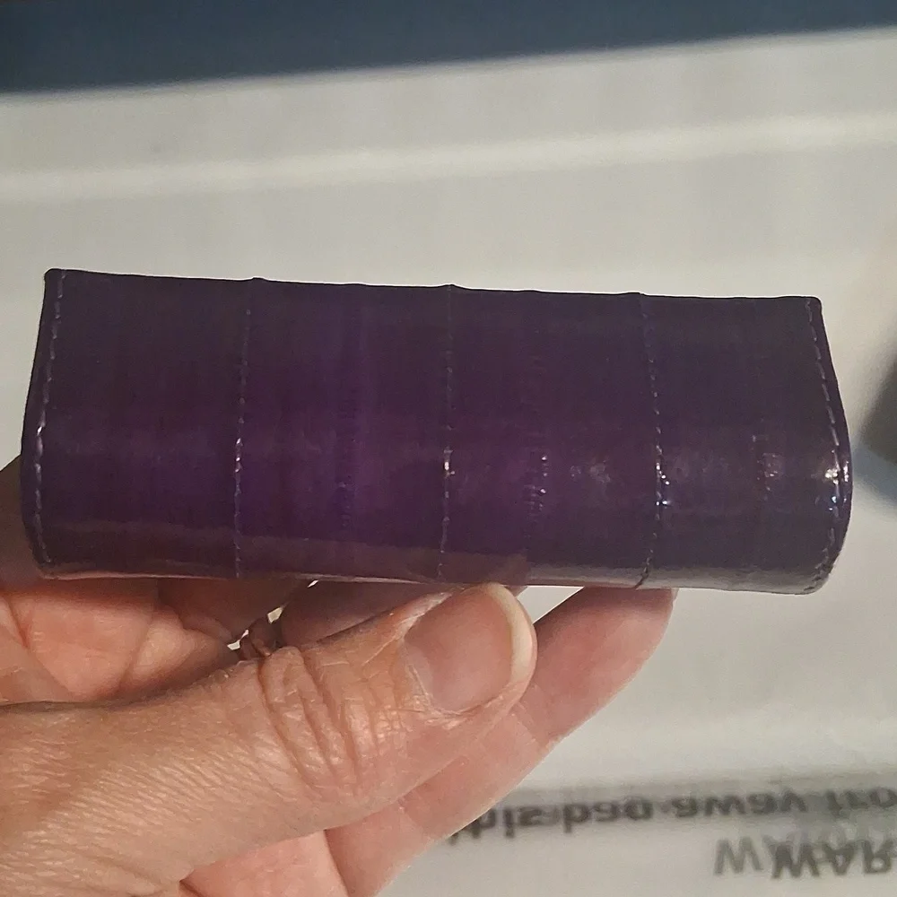 Vintage Eel Skin Lipstick Case Blue With mirror Purple